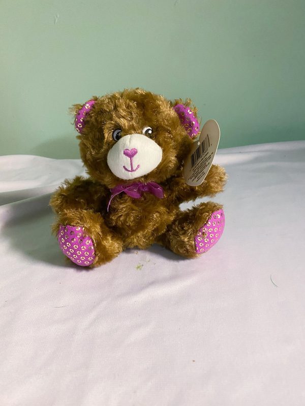CUTE LIGHT BROWN WITH HOT PINK TEDDY BEAR