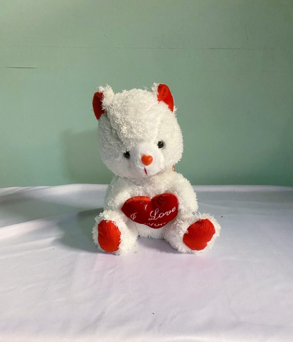 WHITE AND RED TEDDY BEAR I LOVE YOU